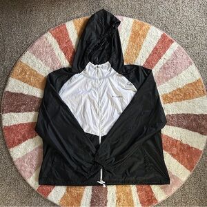 Black and white lightweight Columbia windbreaker